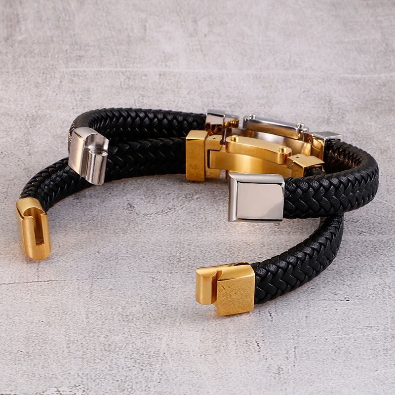 Personalized Men's Woven Leather Bracelet