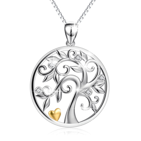 European and American fashion wild 925 sterling silver life tree necklace female micro inlaid zircon