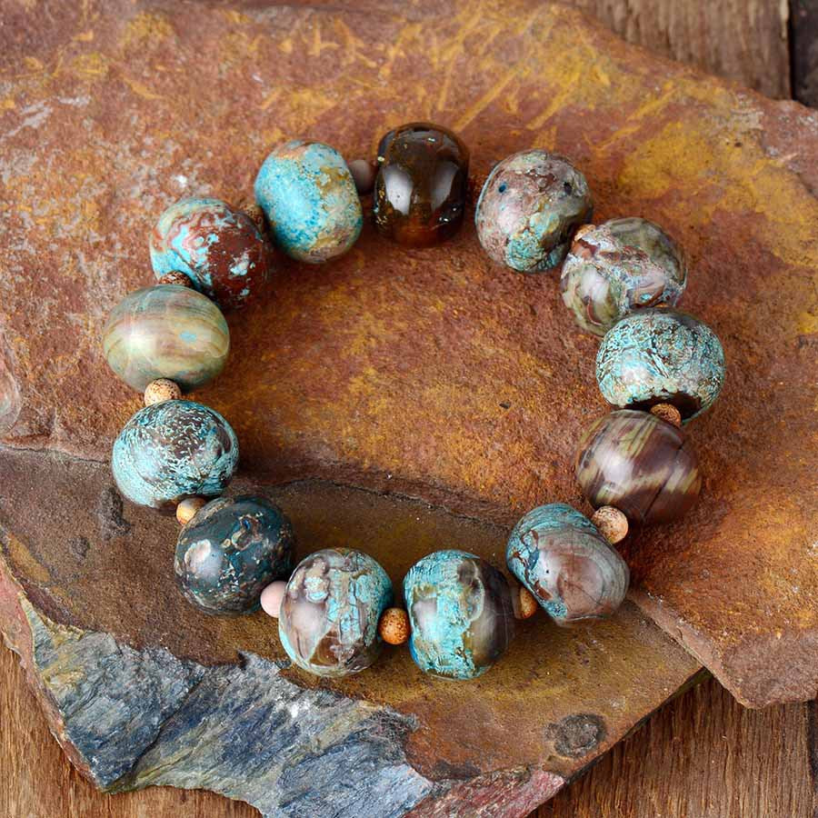 Natural stone woven bracelet