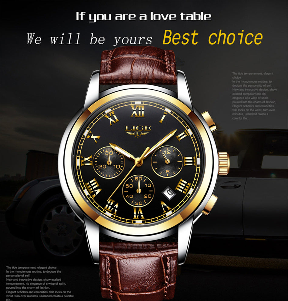 Mens Leather Casual Watch