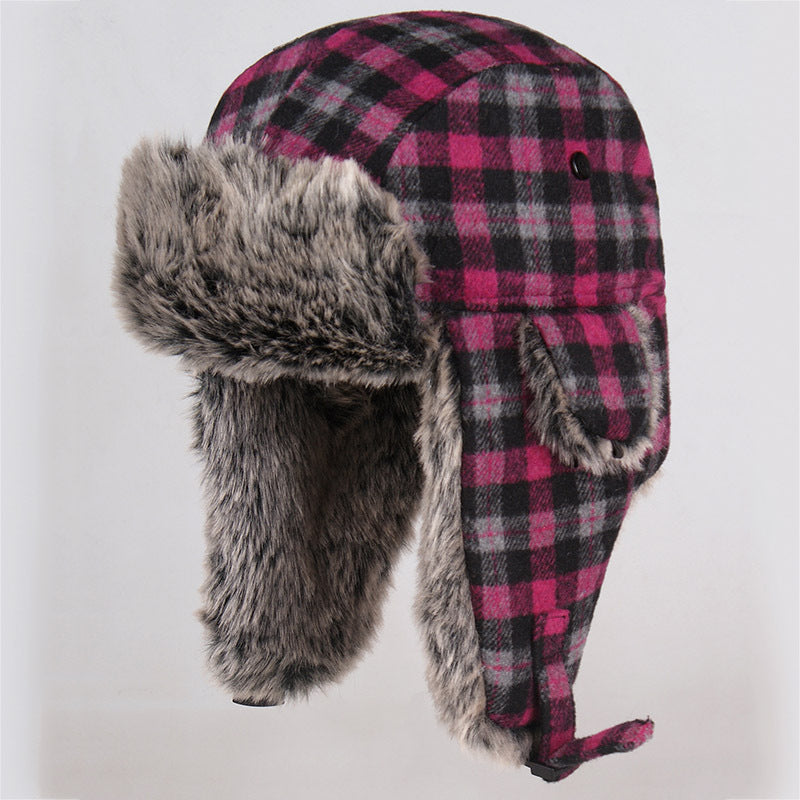 Winter Hats For Mens Bomber Hat Fur Red Warm Earflap Cap