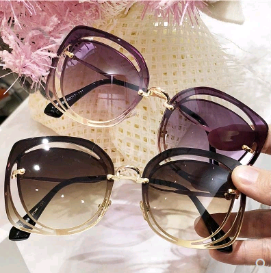 2021 new summer Korean fashion tide glasses female round face big box avant-garde hollow sunglasses elegant sunglasses