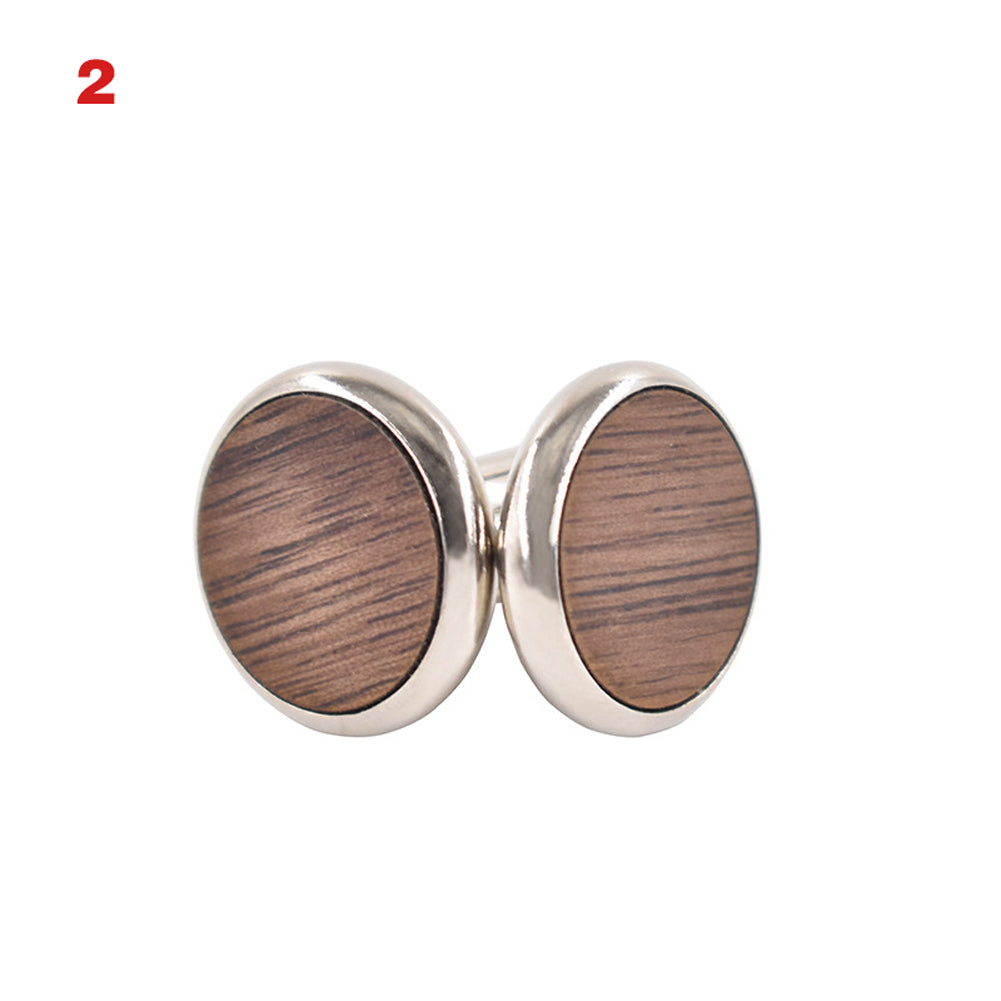 Round Cufflinks Solid Wood American Black Walnut Made Wooden Cuffs French Cufflinks