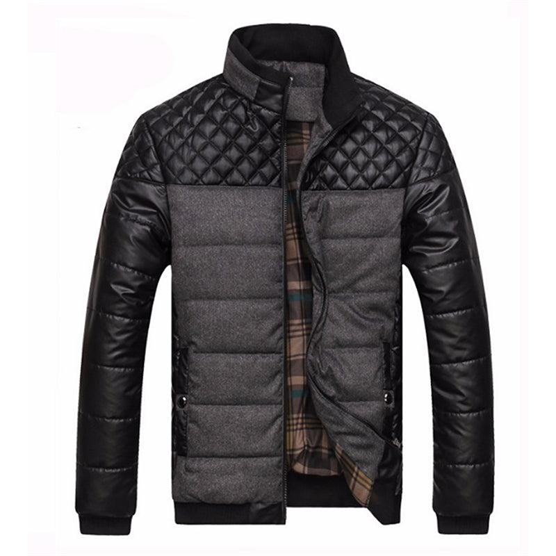 Winter Men Jacket and Coats PU Patchwork Designer Jackets