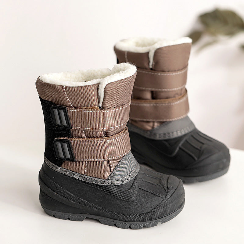 Children's Thick Warm Cotton Shoes In Tube Waterproof Snow Boots