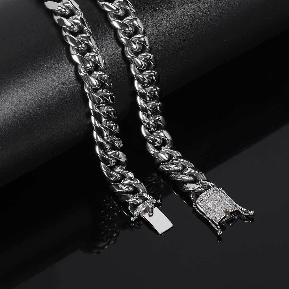 Stainless Steel Buckle Cuban Chain Necklace