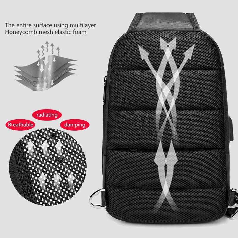 USB Charging Design Chest Bag Waterproof Messenger Bag