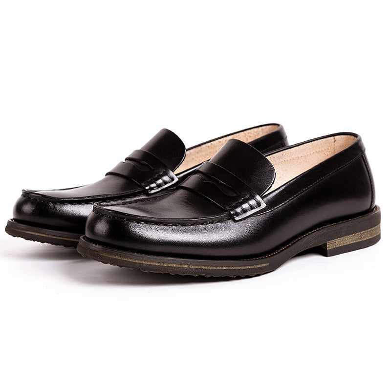 British Casual Men's Leather Shoes Cowhide Loafers