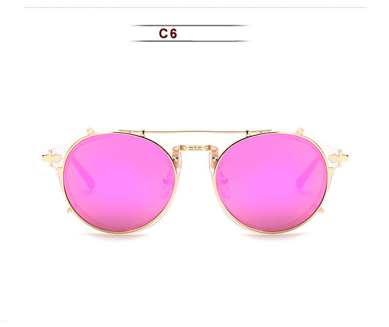 Metal Round Ladies Outdoor Sunglasses Set Mirror