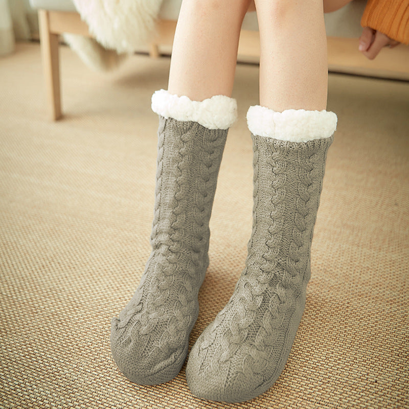 Casual Plus Velvet Mid-tube Ladies Snow Slippers Socks