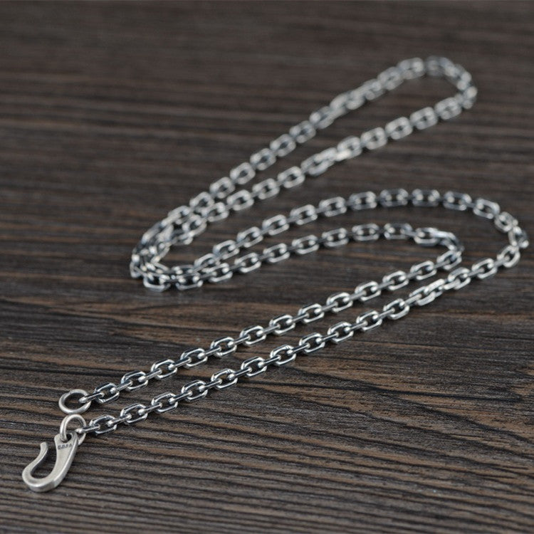 S925 Silver Retro O-shaped Thickened S Hook Necklace