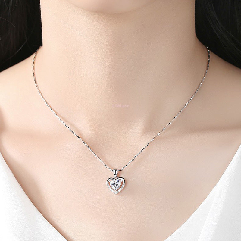 Women's Silver Clavicle Chain Simple Ocean Heart