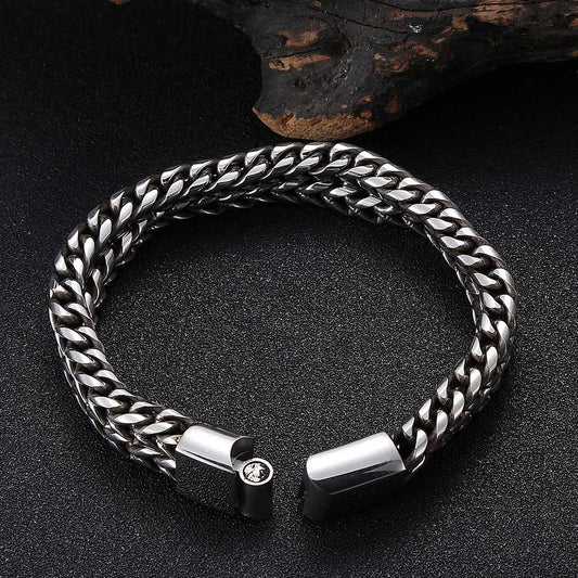 Stainless Steel Braided Double Row Front And Back Bracelet