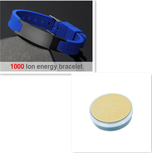 Hottime 4 in 1 Bio Elements Energy Silicon Sport Bracelet Bangle Multicolor Power Bands Balance Stainless Steel Metal Bracelets