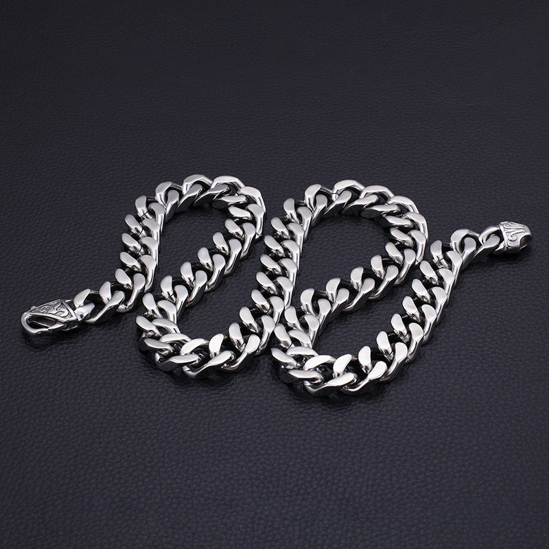 Men's Thick Wide Horse Whip Denim Titanium Steel Necklace