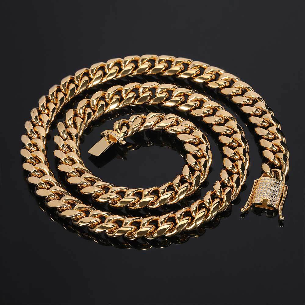 Stainless Steel Buckle Cuban Chain Necklace