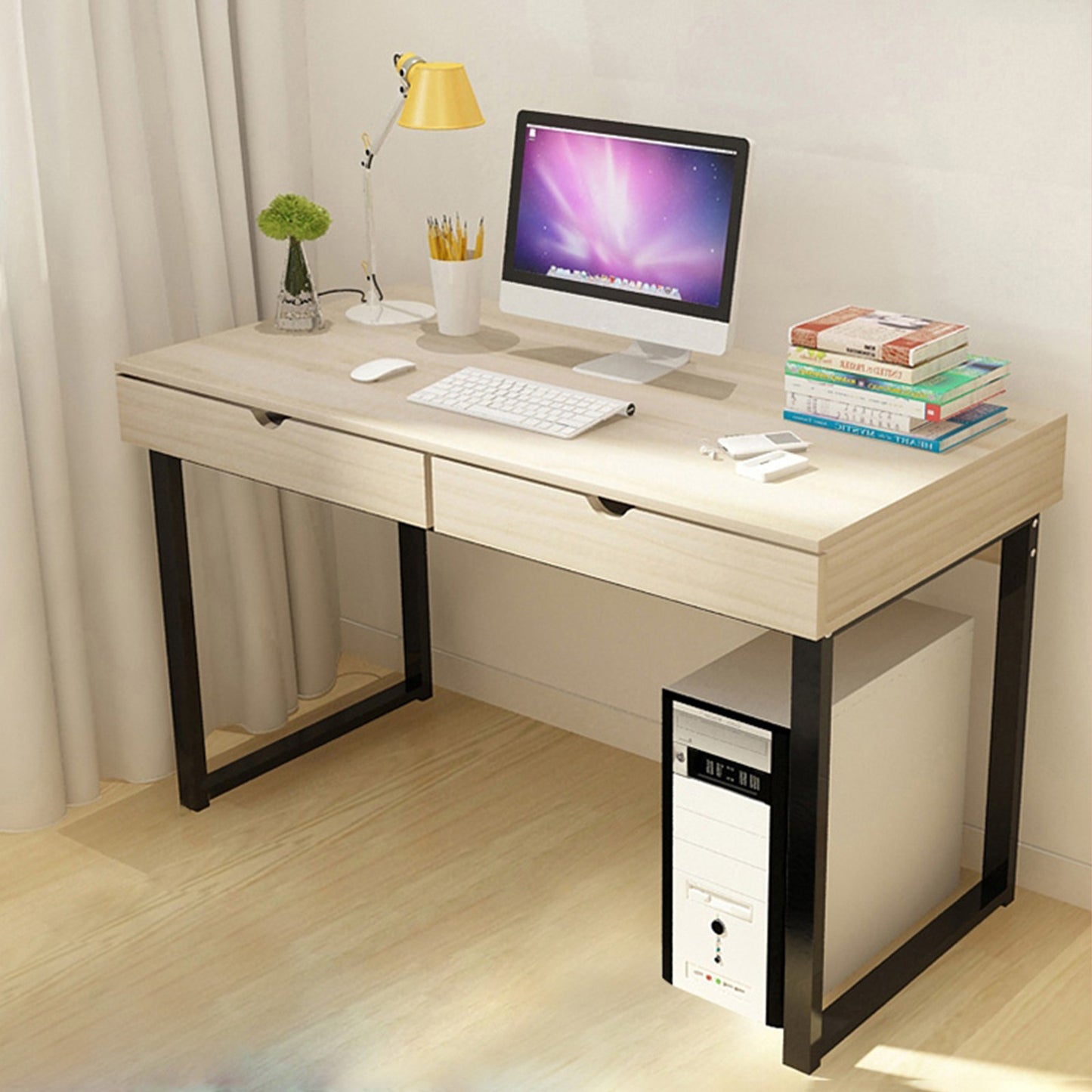 Computer Table Laptop Office Desk Study Table Workstation With 2 Drawers