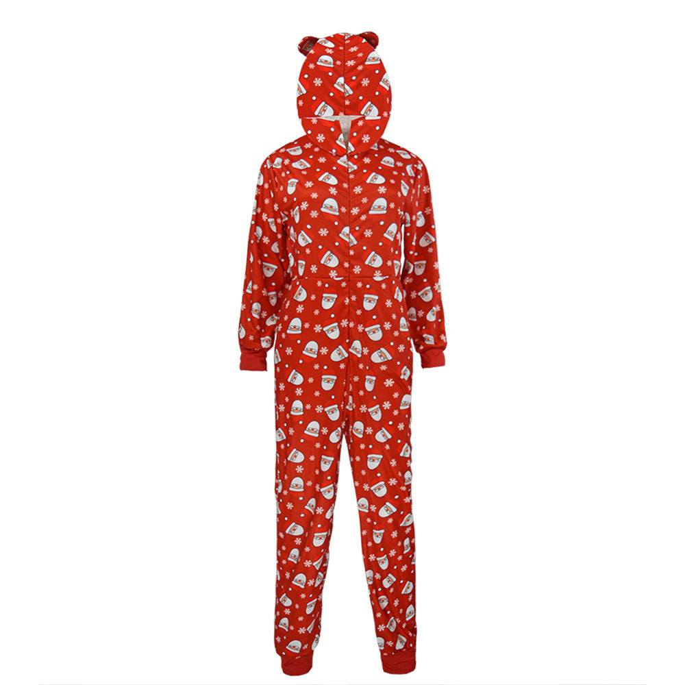 Christmas Family Matching Onesis Sleepwear Jumpsuit Santa Claus Long Sleeve Hooded Homewear Xmas Romper Nightwear For Kid Adults
