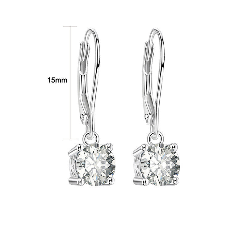 European And American Simple Aperture Round Zircon Earrings