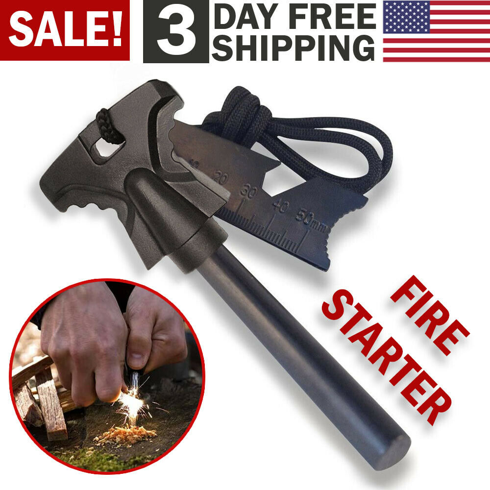 Fire Starter Flint Steel Striker Ferro Rod Waterproof Firesteel Camping Lighter