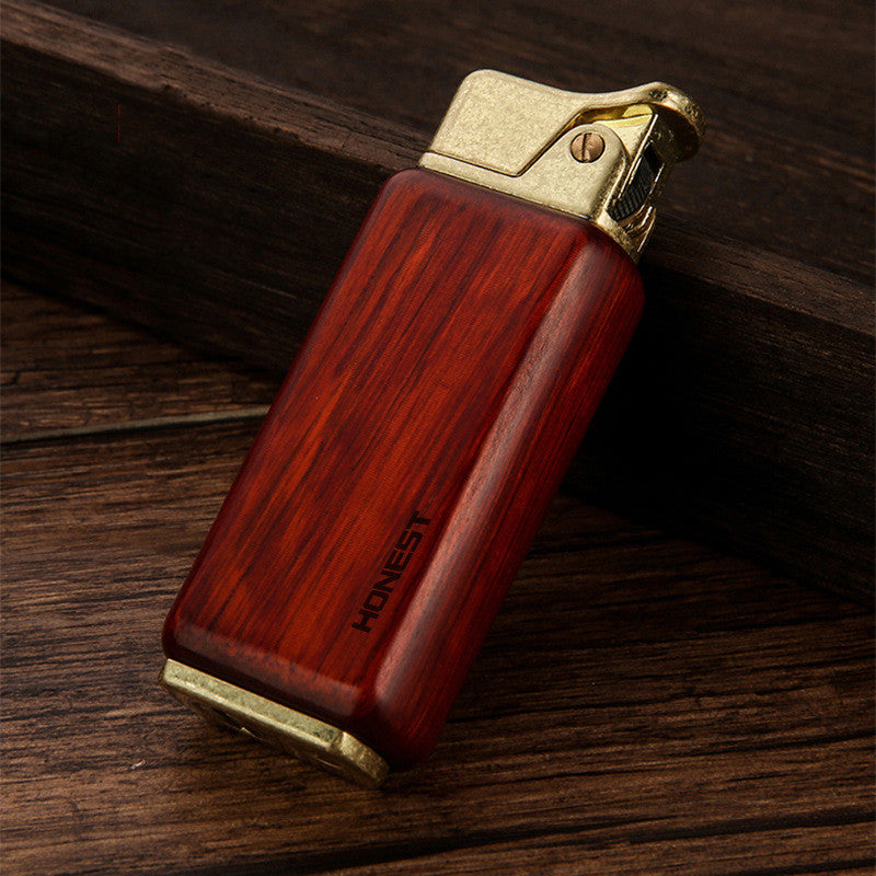 Nostalgic Old-fashioned Personality Press Sandalwood Kerosene Retro Lighter