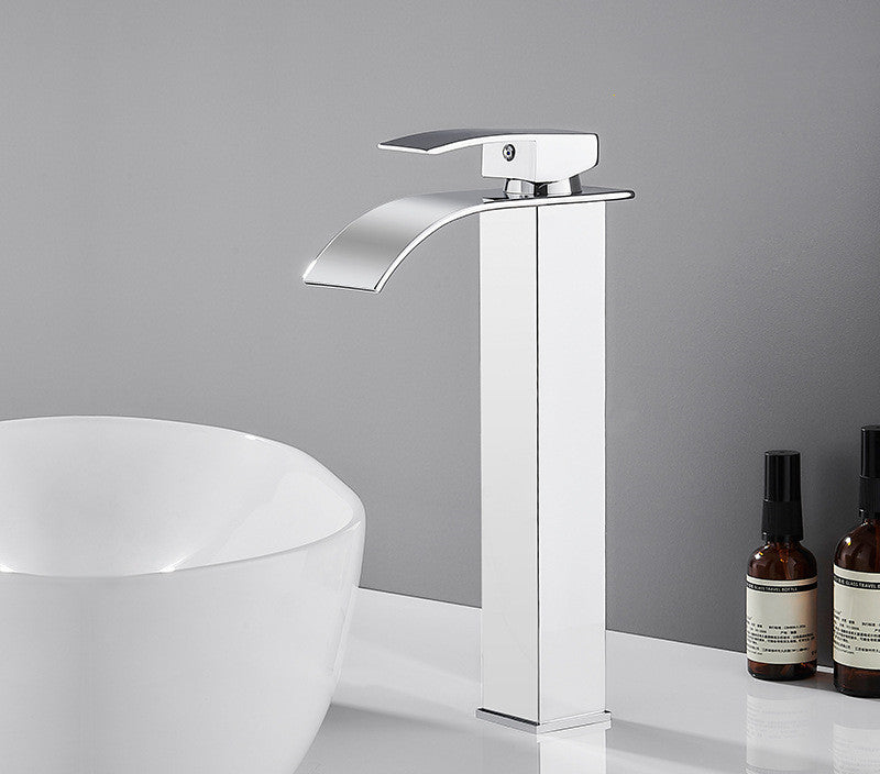 Waterfall Basin Faucet, Bathroom Above Counter Basin, Square Faucet