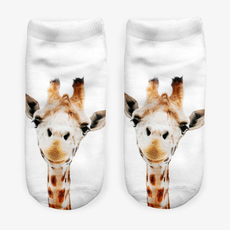 3D Digital Socks Women's Boat Socks Cute Giraffe Print Socks