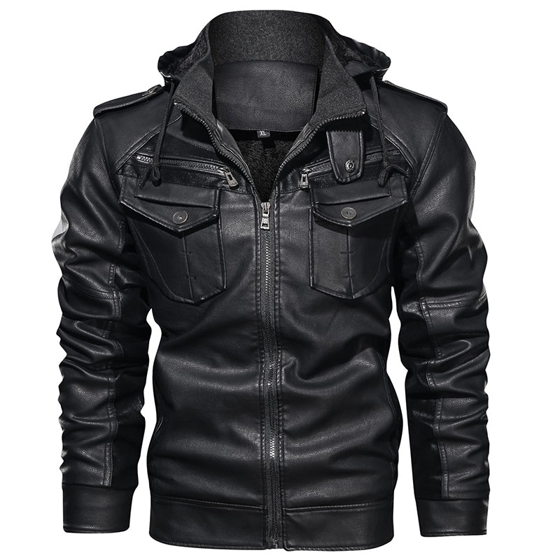 Winter And Autumn Men PU Jacket Pocket Fit Leather Coats Motorcycle Slim Male Jacket