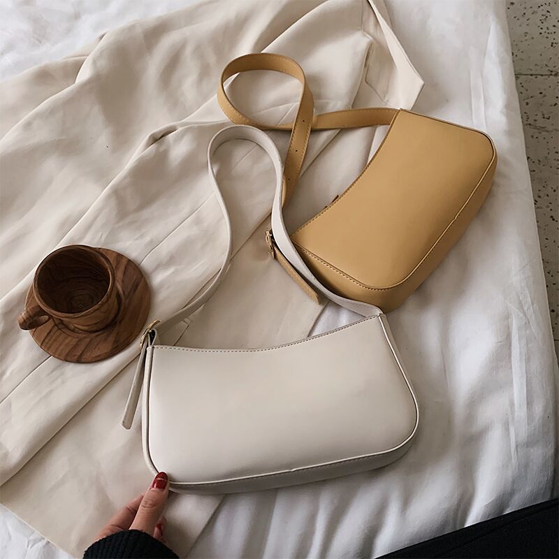 LEFTSIDE Cute Solid Color Small PU Leather Shoulder Bags For Women 2022 Hit Simple Handbags And Purses Female Travel Totes