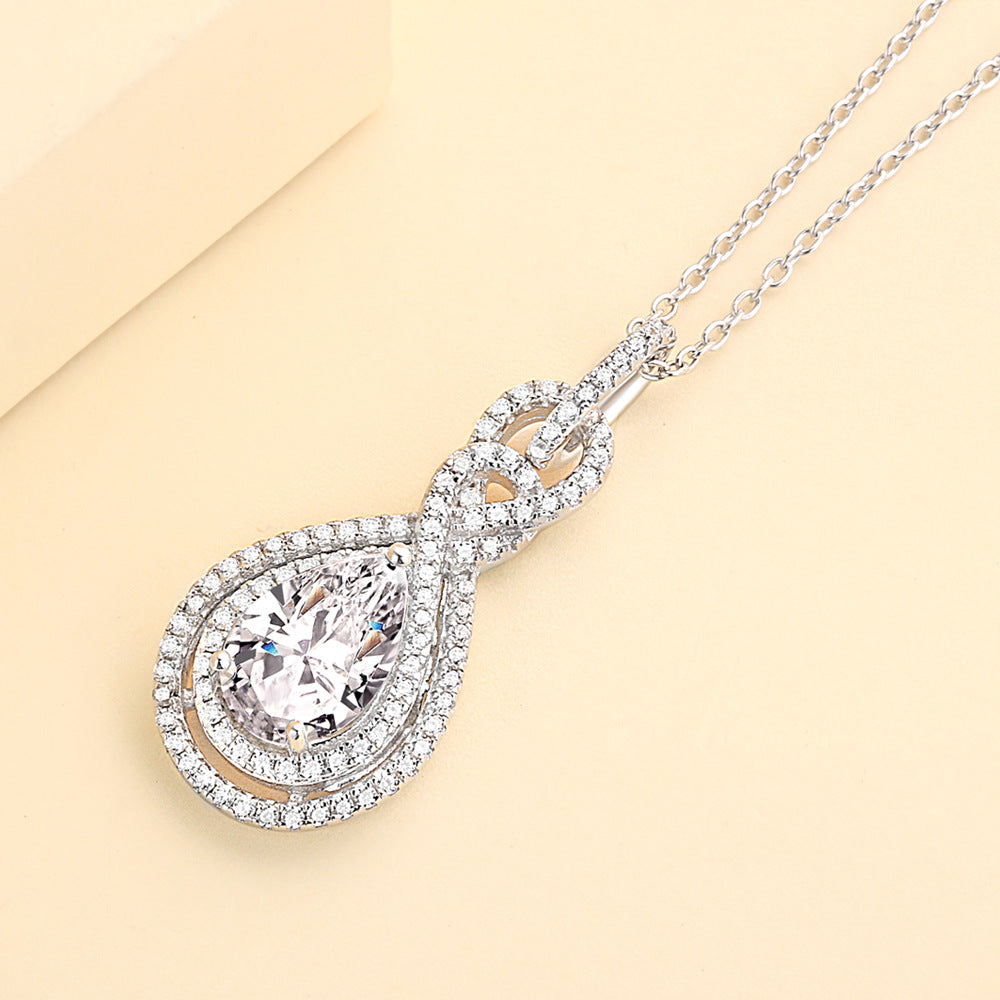 Necklace Female Zircon Rose Gold Pendant European And American Fashion