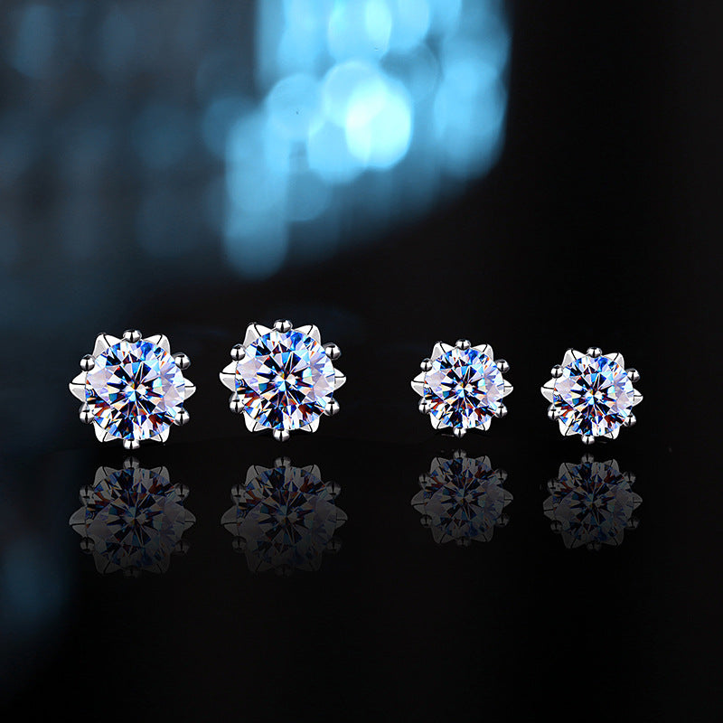 Fashion Snowflake Moissan Diamond Stud Earrings