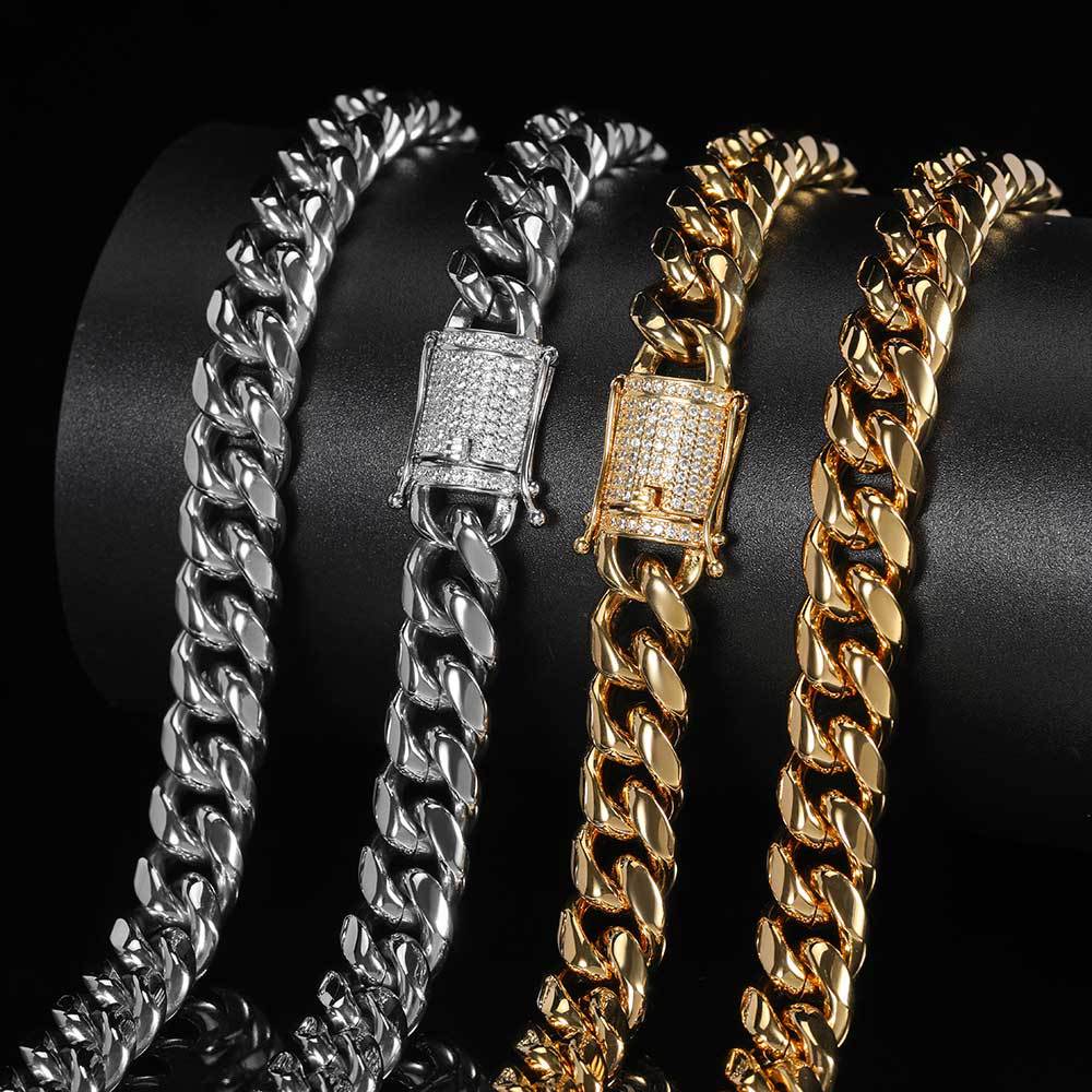 Stainless Steel Buckle Cuban Chain Necklace