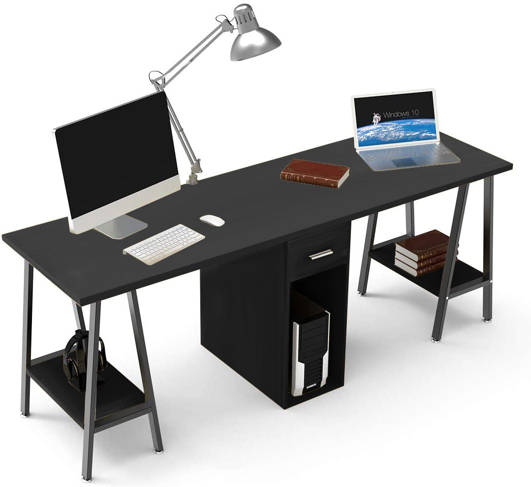 Two Person Computer Desk Double Workstation With Drawer Large Dual Work Table