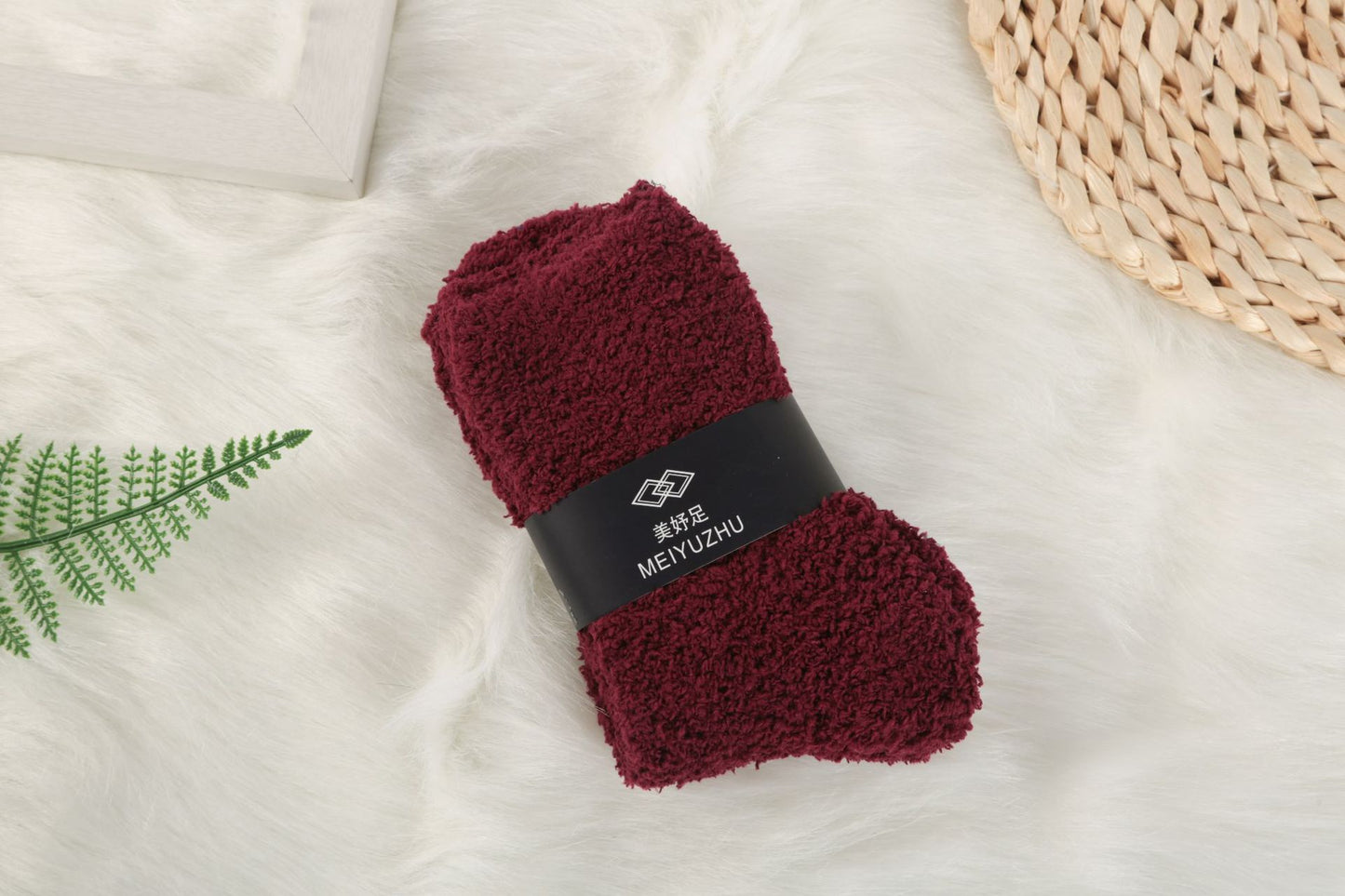 Solid Color Half Fleece Socks Carpet Floor Socks