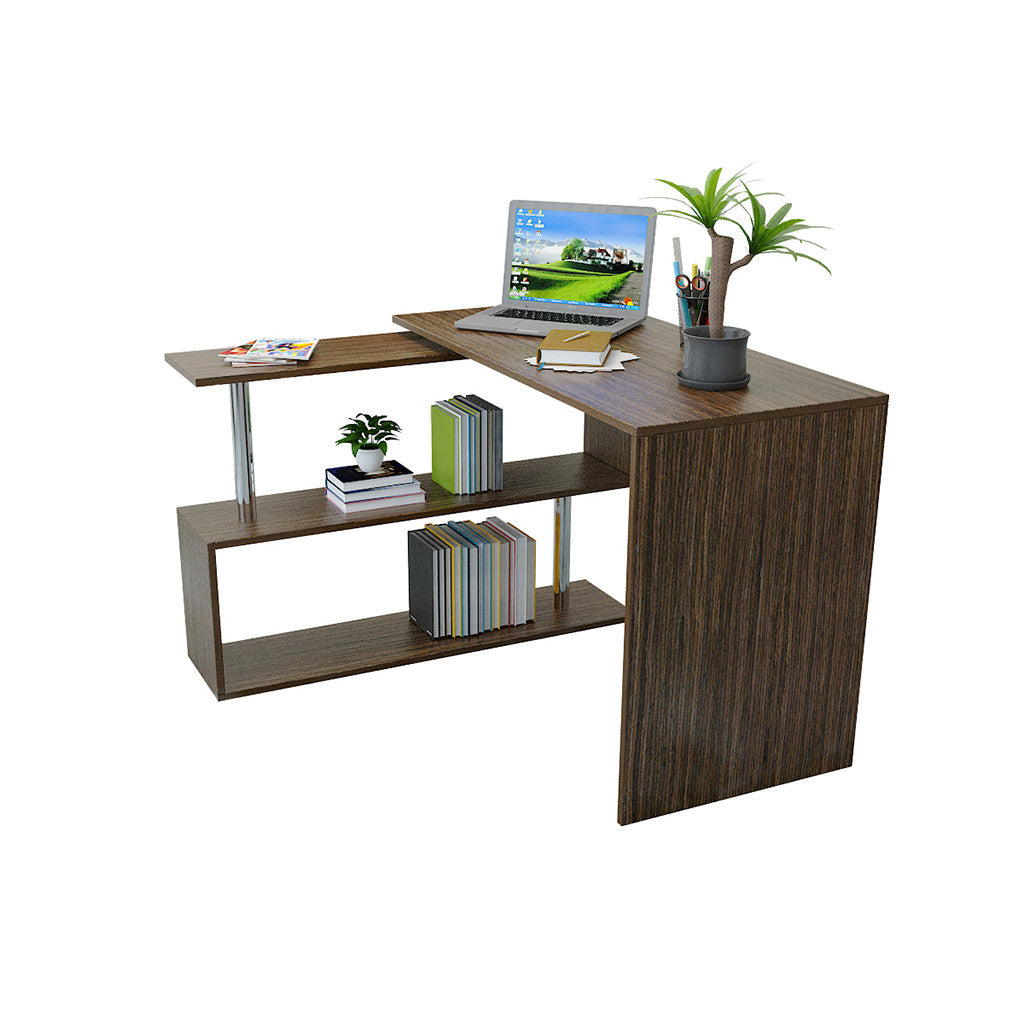 Home Spiral L-shaped Learning Computer Desk 170x74x50 cm Brown