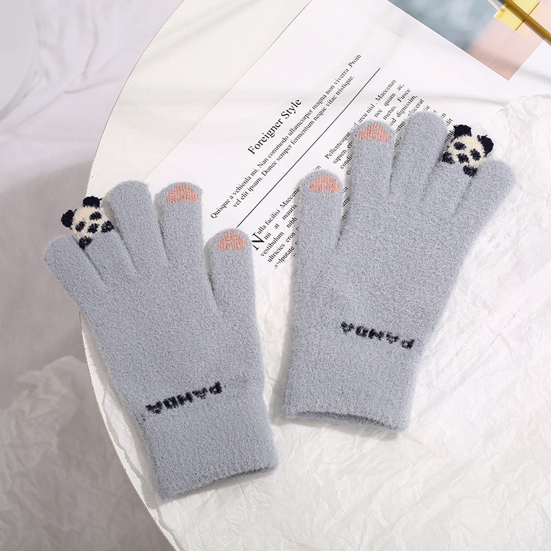 Women's Winter Touch Screen Warmth Thick Faux Wool Gloves