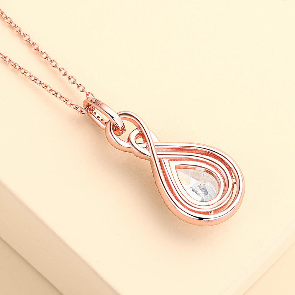 Necklace Female Zircon Rose Gold Pendant European And American Fashion