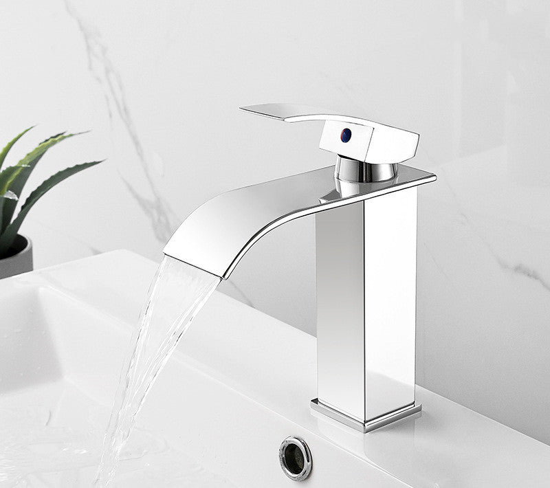 Waterfall Basin Faucet, Bathroom Above Counter Basin, Square Faucet