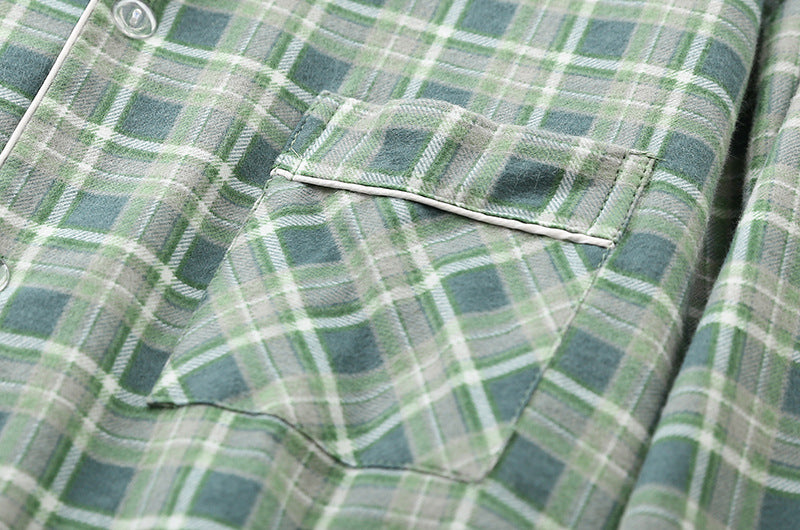 Long-sleeved Trousers And Brushed Plaid Pajama Set
