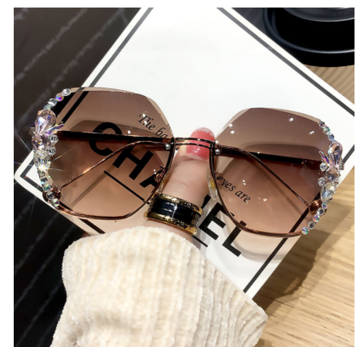 Rhinestone Sunglasses Frameless Sun Protection Against Purple