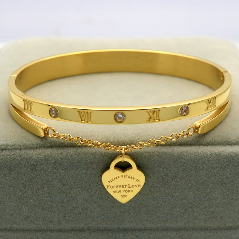 Women's Lettering Gold Titanium Steel Bracelet