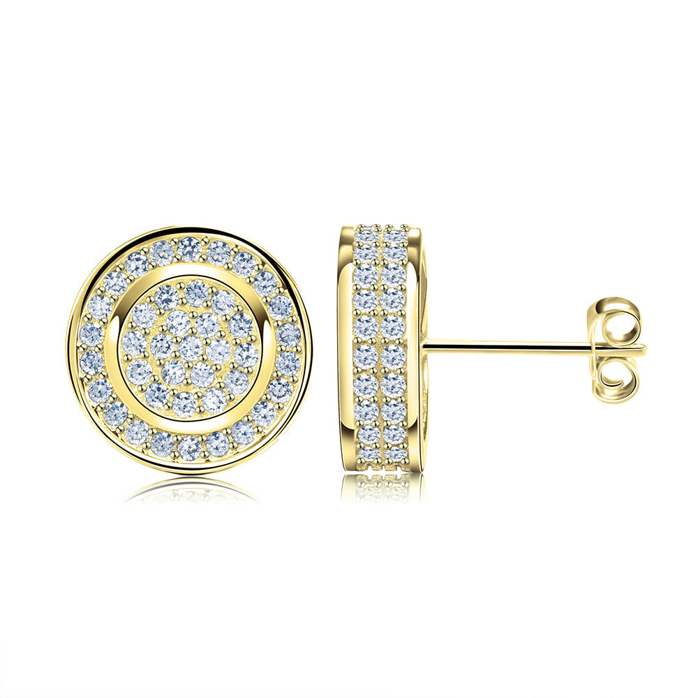 Gold Plated Copper Fashion Earrings With Diamonds