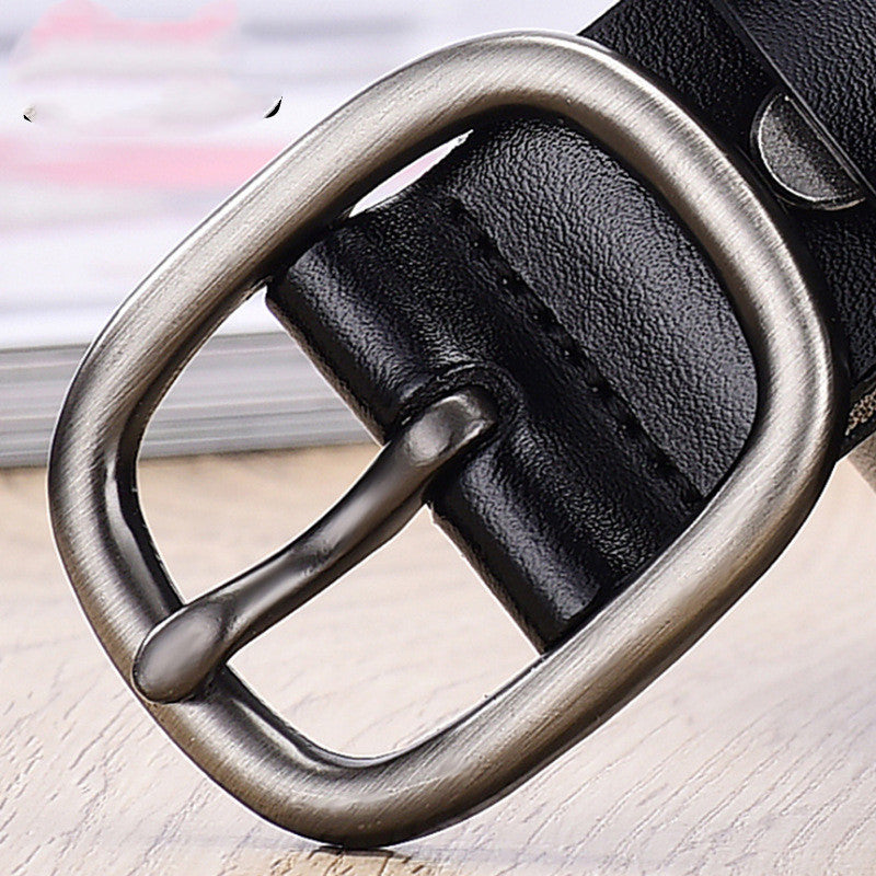 Hair Belt Female Leather Pin Buckle Retro Cowhide Belt