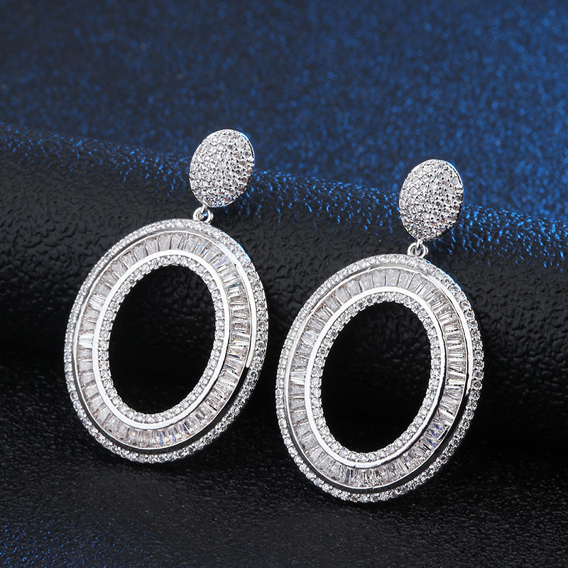 Women's Round Fashion Inlaid Glass Stone Earrings