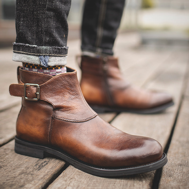 Men's Genuine Leather Boots Mid-cut Martin Boots