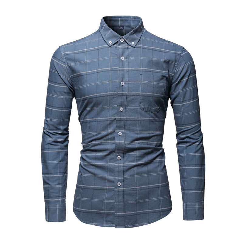 Fashionable Men's Simple Oxford Plaid Casual Shirt