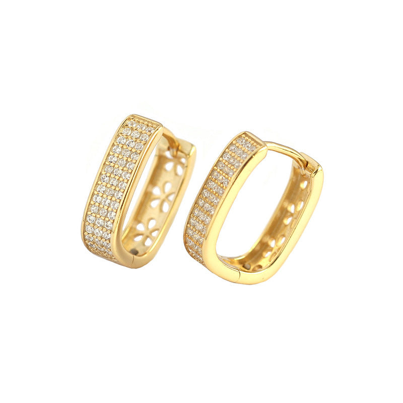 Micro-set Zircon Ear Buckle S925 Silver Ins Metal Style