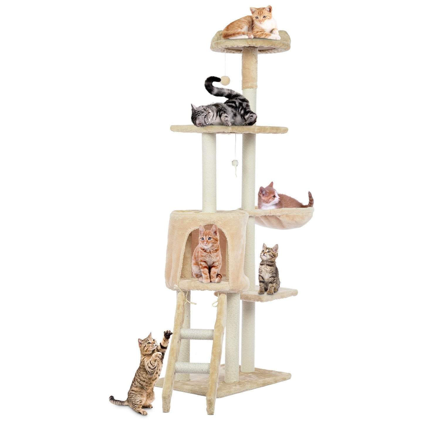 Cat Tower Kittens Pet Play House Cat Activity Tree Condo Scratching Sisal Post