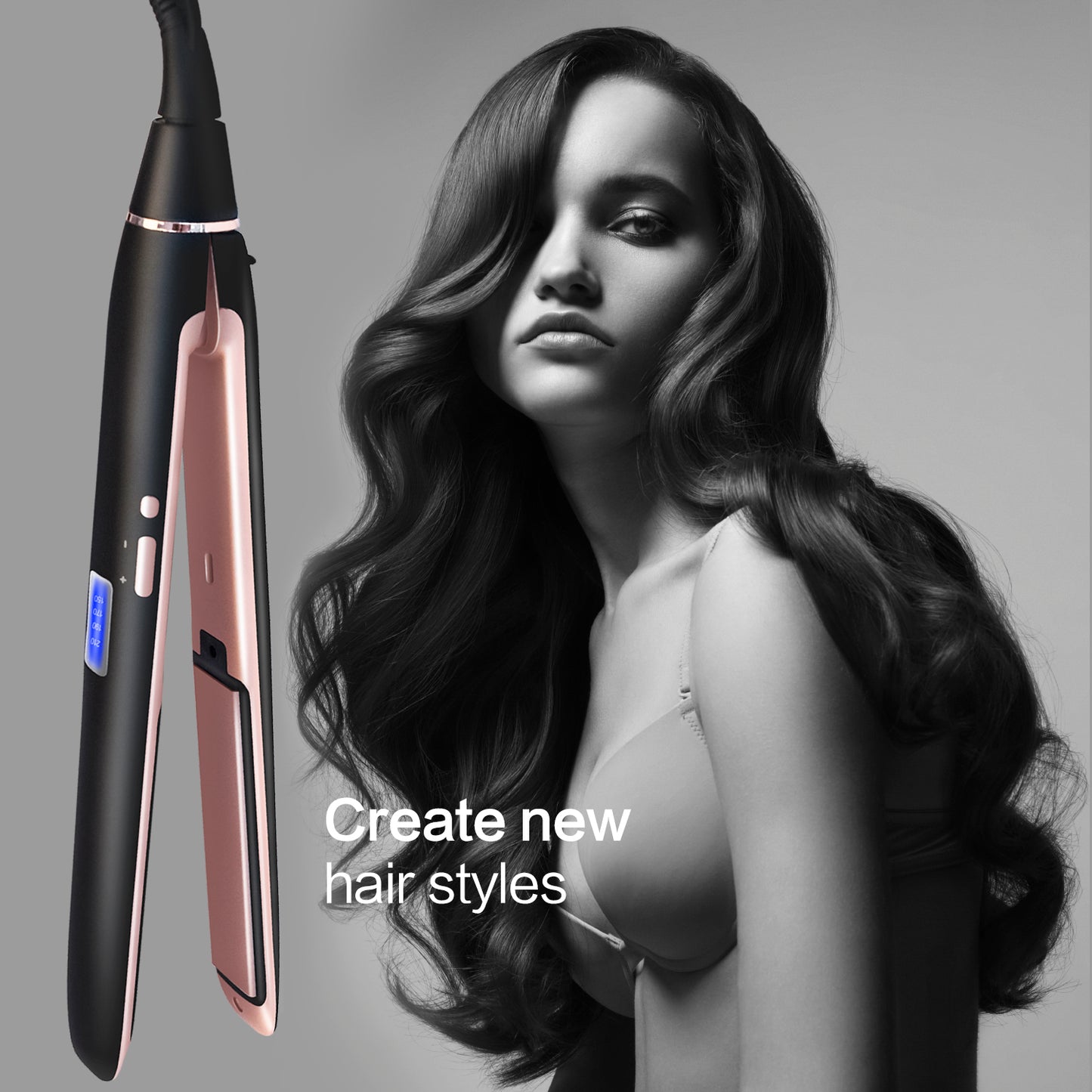 Professional Hair Straightener 2in1 Flat Iron Curling Straight Hair Fast Ceramic Heating