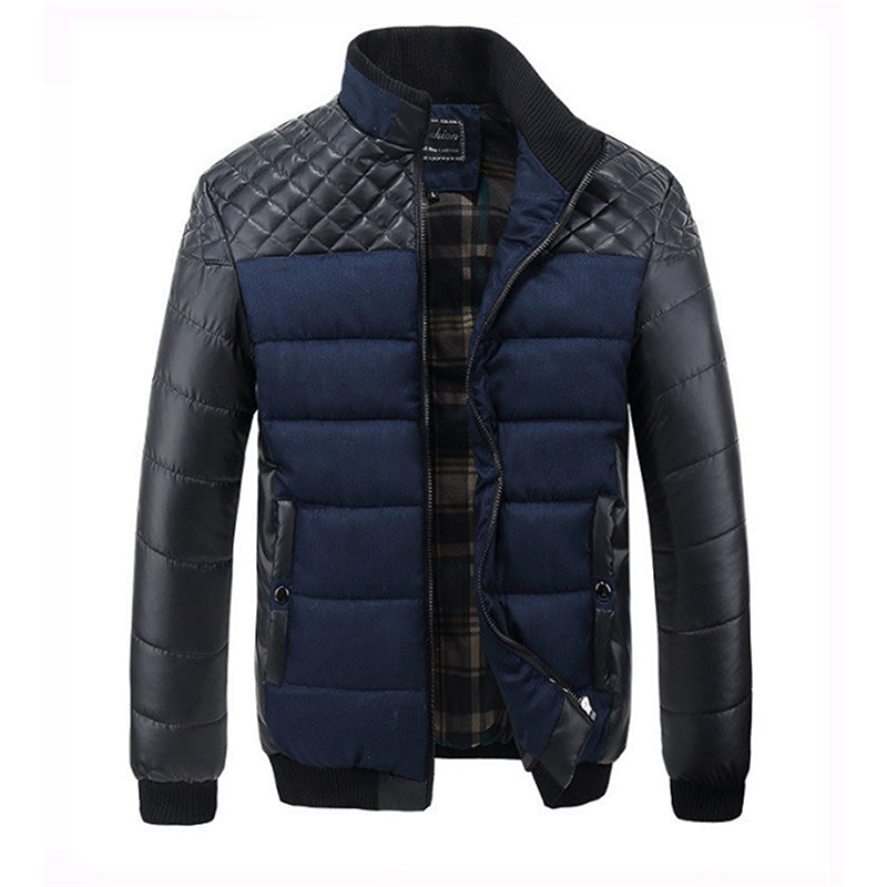 Winter Men Jacket and Coats PU Patchwork Designer Jackets